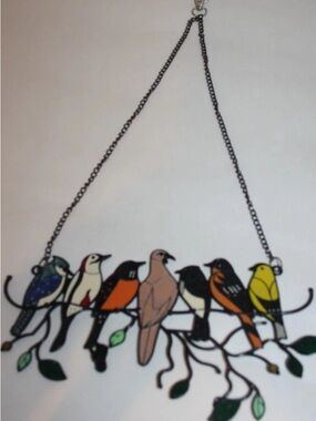Colorful Bird Perch Wall Toy - Multicolor Hanging Bird Decor